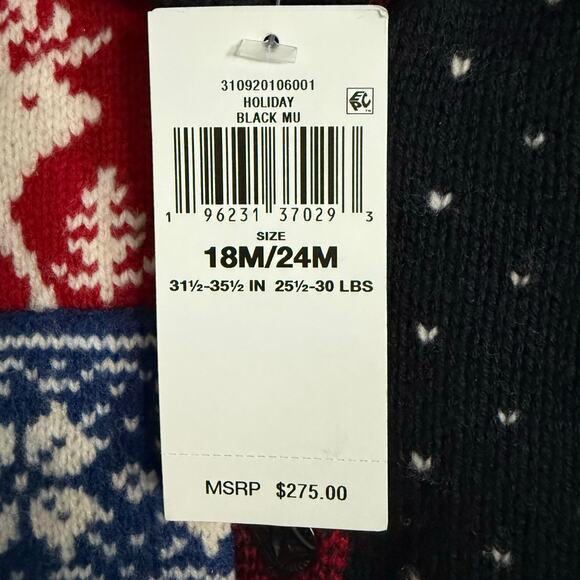 Ralph Lauren Girls Holiday Patchwork Wool Blend Knitted Sweater- Size 18-24mo - Picture 4 of 10